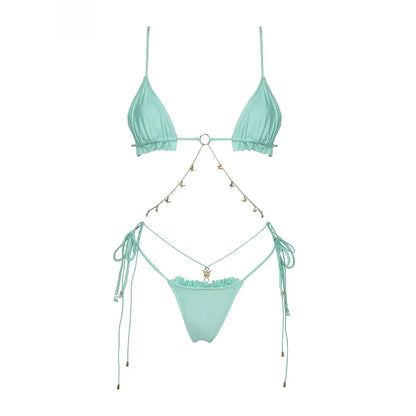 Bikini Swimsuit with Cover Up Brazilan Bikini Set Swimwear for Women Sexy Gradient Halter Bathing Suit Summer Female