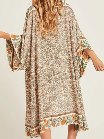 2025 Beach Kimono Cover-up Loose Swimsuit Cover Up Front Open Belt Kaftan Robe Plage Beach Pareos Dress Tunic Beach Wear