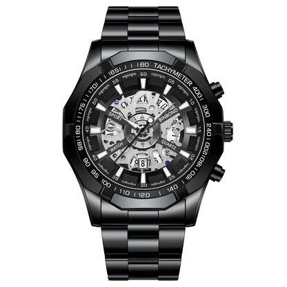 BINBOND S033 Luxury Hollow Non-Mechanical Business Quartz Men Watches 30M Waterproof Trendy Hollow Design Classics Men Watches