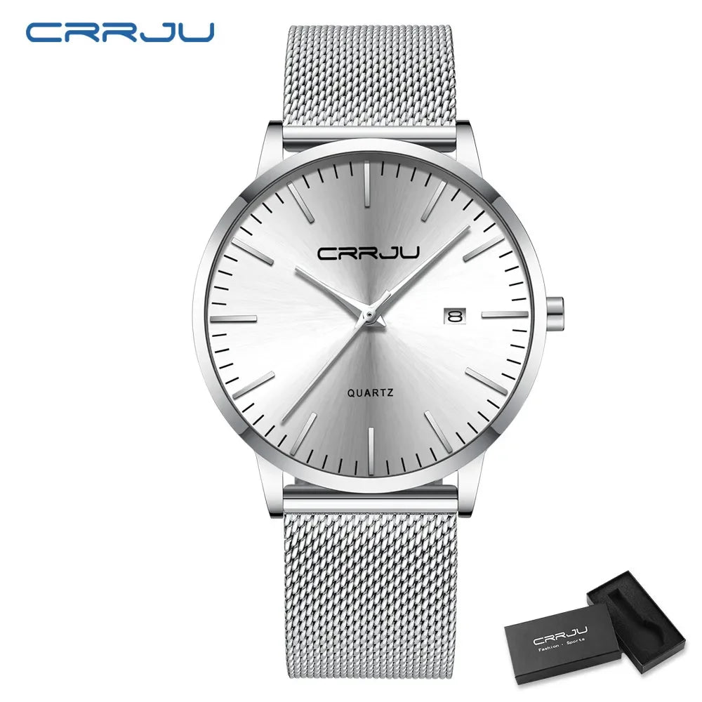 Watch for Men, Stainless Steel 40mm with Mesh Strap Mens Watches,Classic Ultra Slim 7mm Men's Wrist Watches Automatic Minimalist