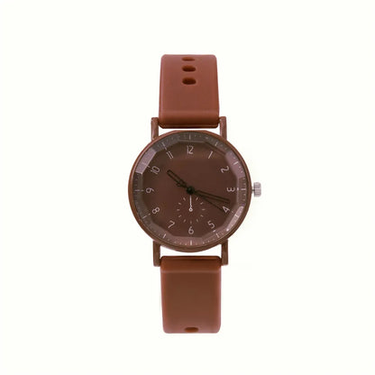 Fashion Women's Pink Minimalist Watch Silicone Strap Quartz Wristwatch Elegant Ladies Watches