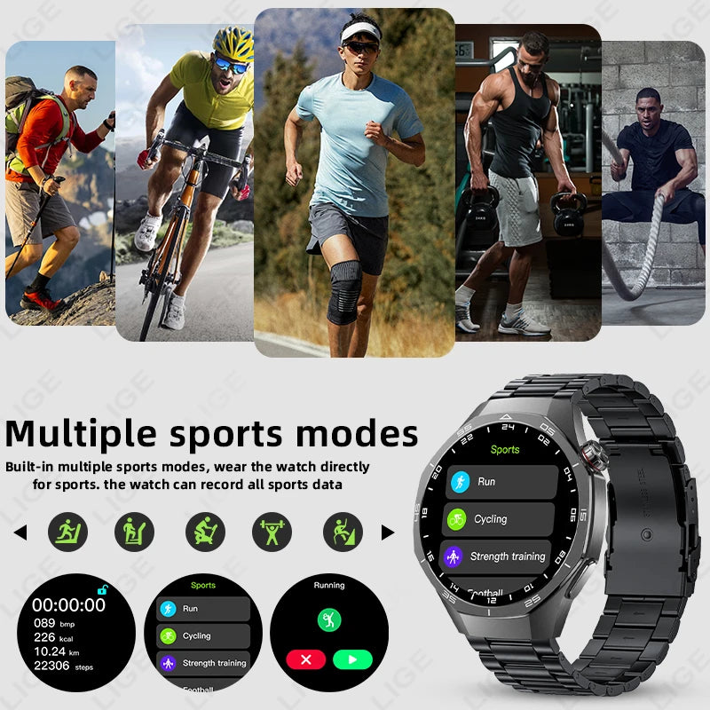 LIGE New ECG Men's Smart Watch HD Screen Heart Rate Health Smart Watches Bluetooth Call Smartwatch For Men Women Holiday Gifts