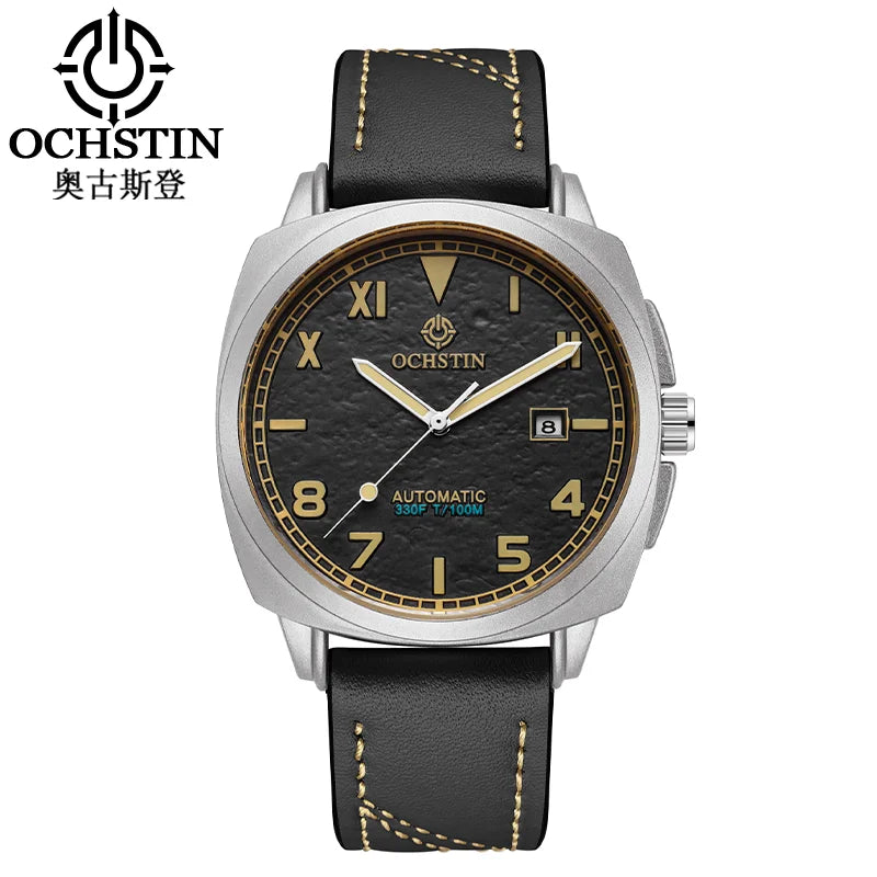 OCHSTIN Men's Automatic Mechanical Movement Watches Man Leather Strap Wristwatch Waterproof Master Series Luminous Hand Watch