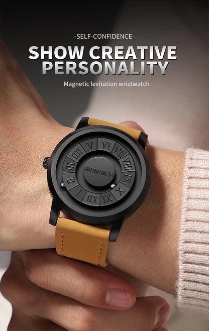 PENGAGAR Men's Watches Stainless steel Quartz Watch Creative Scrolling Pointer Magnetic Force Wrist Clock Relogio Masculino +box