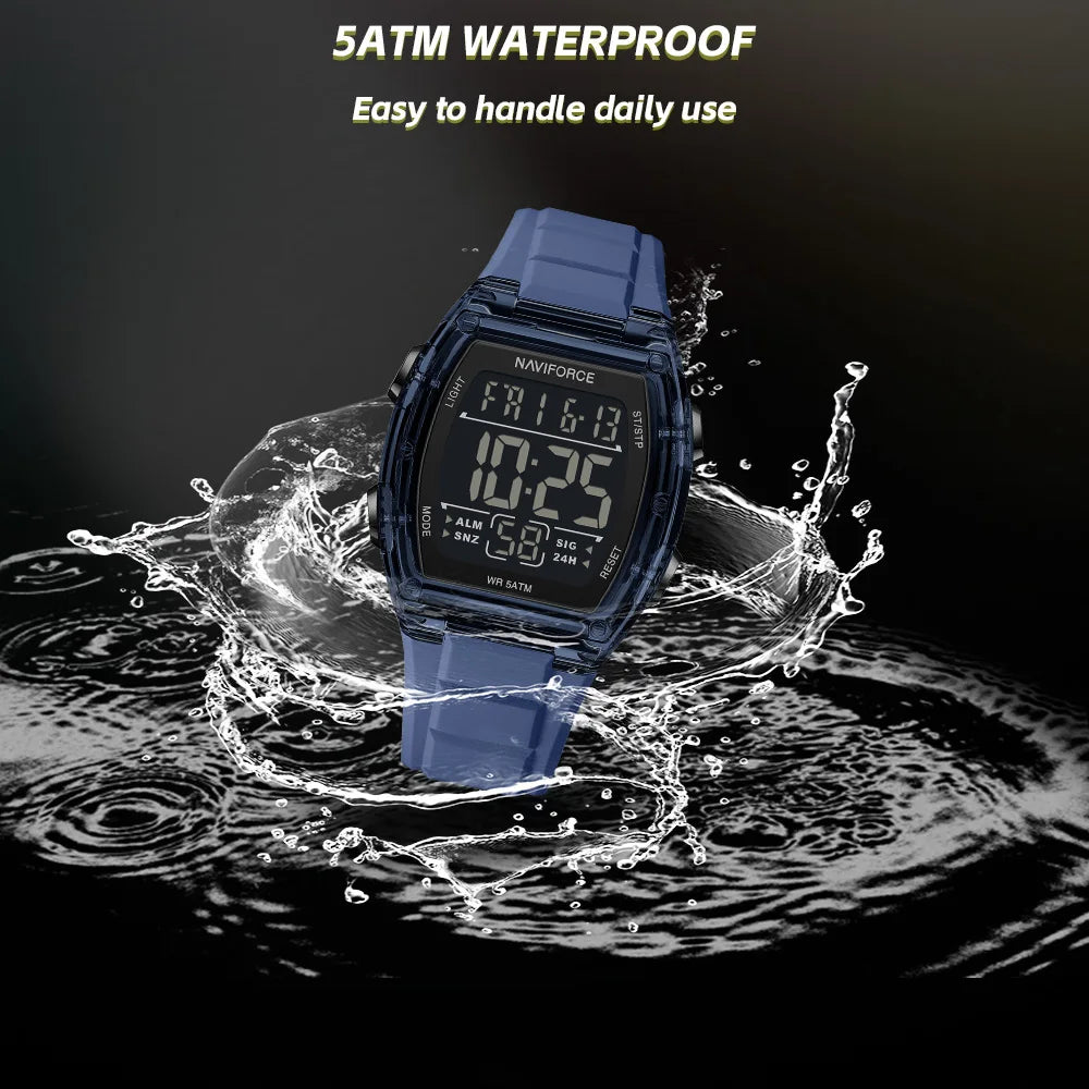 NAVIFORCE Top Brand Luxury Mens Watches Alarm Stopwatch LED Digital Backlight Display Waterproof Sport Watch Men Montre Homme