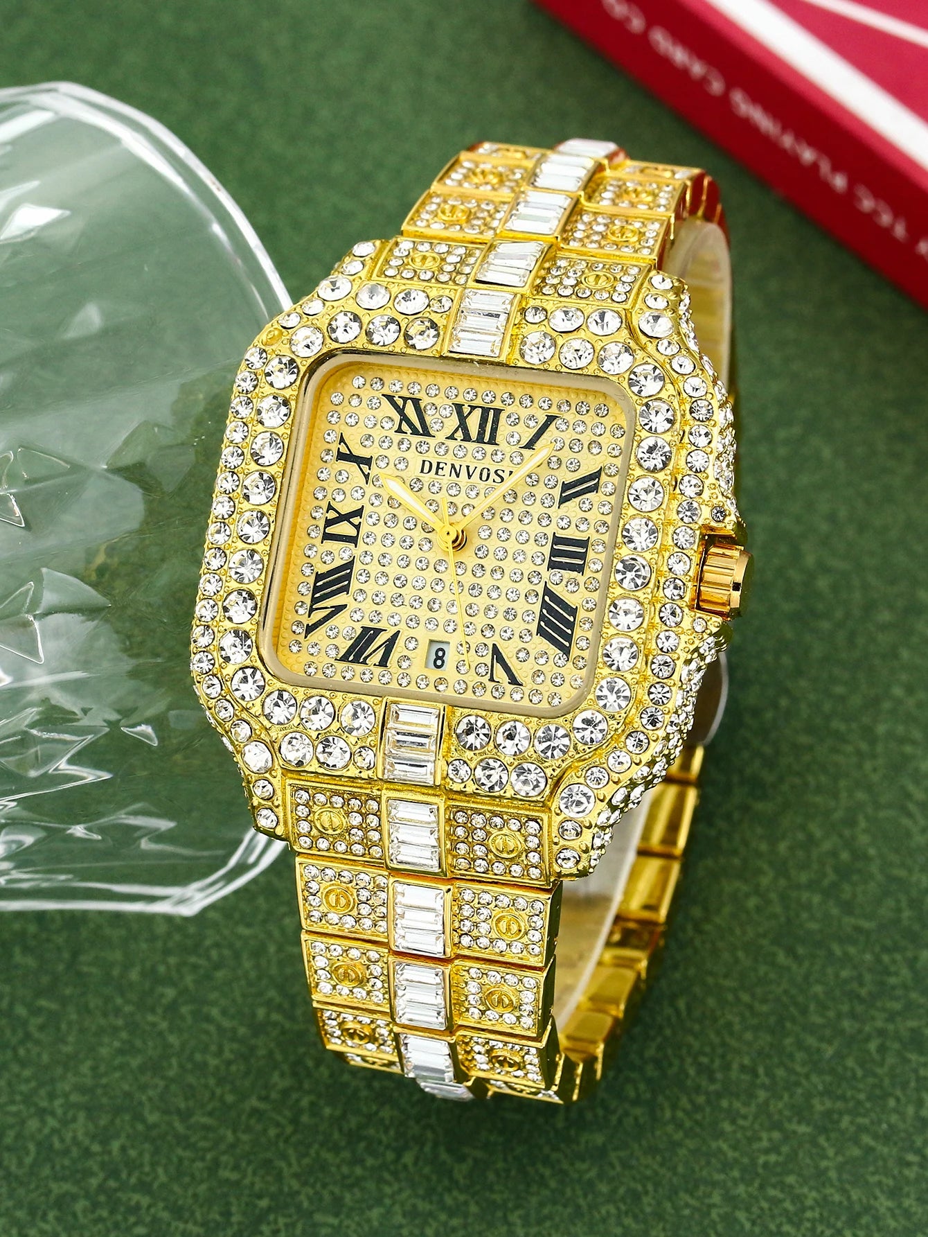 Luxury diamond watches for men Hip Hop Style Bling Bling Iced Out Wristwatch Fashion Square Stainless Steel Waterproof Clock 202