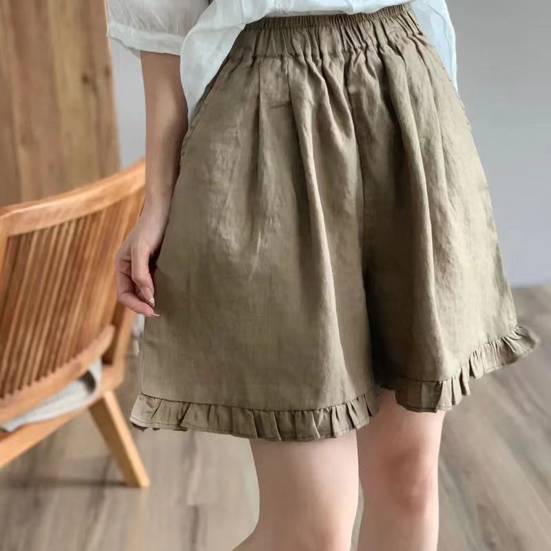 Ruffles Shorts Women M-4XL Sweet Loose Vintage Korean Style Summer Casual Temperament College Simple All-match Fashion Classic