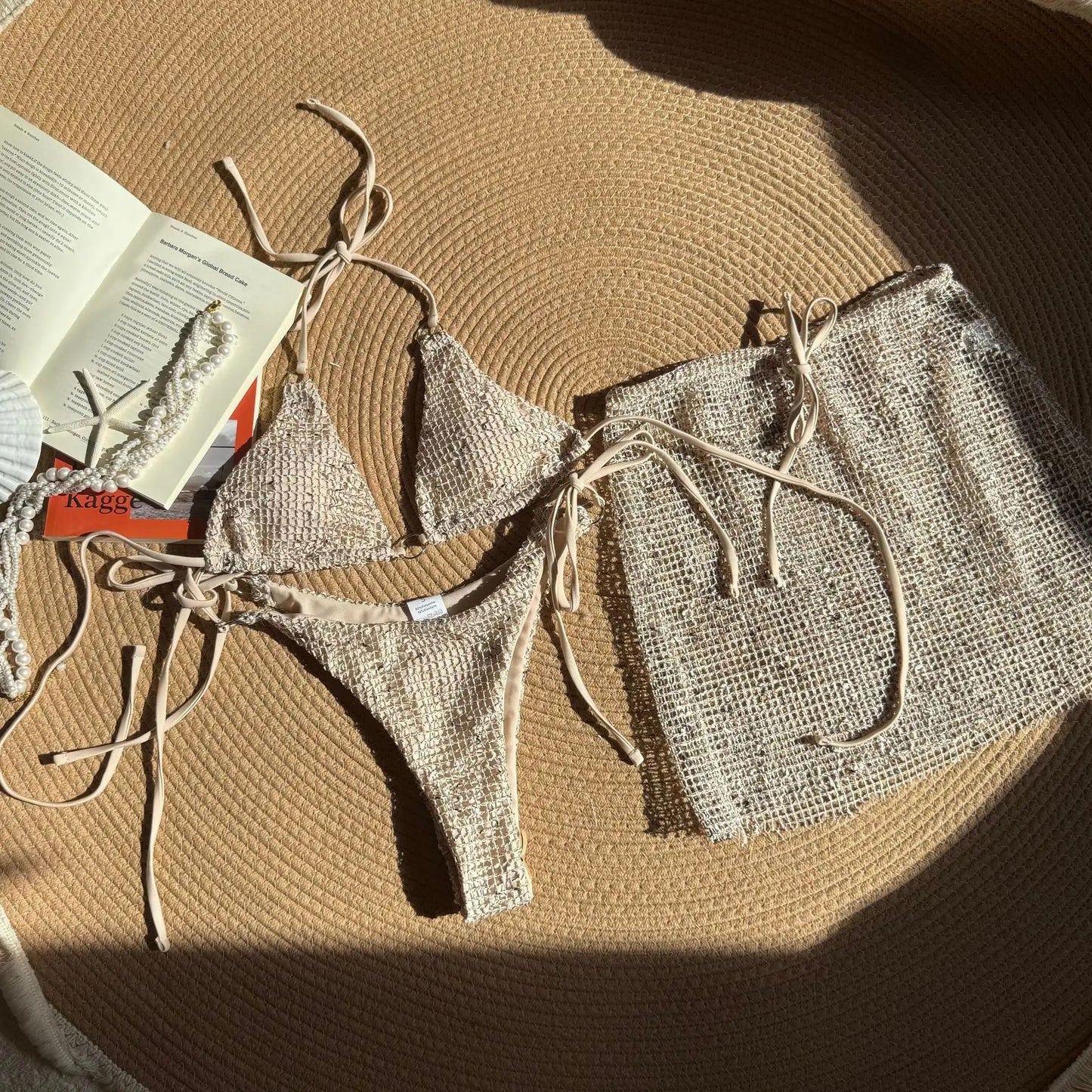 2025 New Halter Strappy Hollow Out Skirt Bikini Female Swimsuit Women Swimwear 3 pieces Bikini set Bather Bathing Suit S
