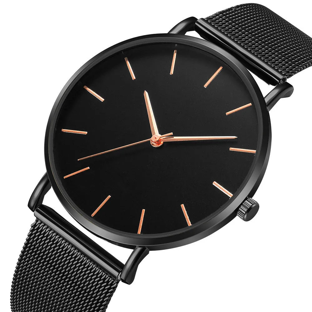 Top Brand Women's Watches Luxury Metal Mesh Simple Quartz Watches Fashion Elegant Rose Gold Ladies Wristwatch Clock Reloj Mujer