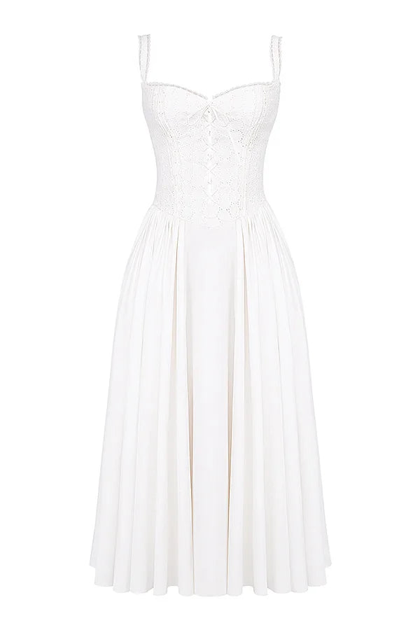 Ashgaily White Dress Women Halter Cotton Long Dress Lace Elegant Party Outfits Ladies Sexy Club Clothes
