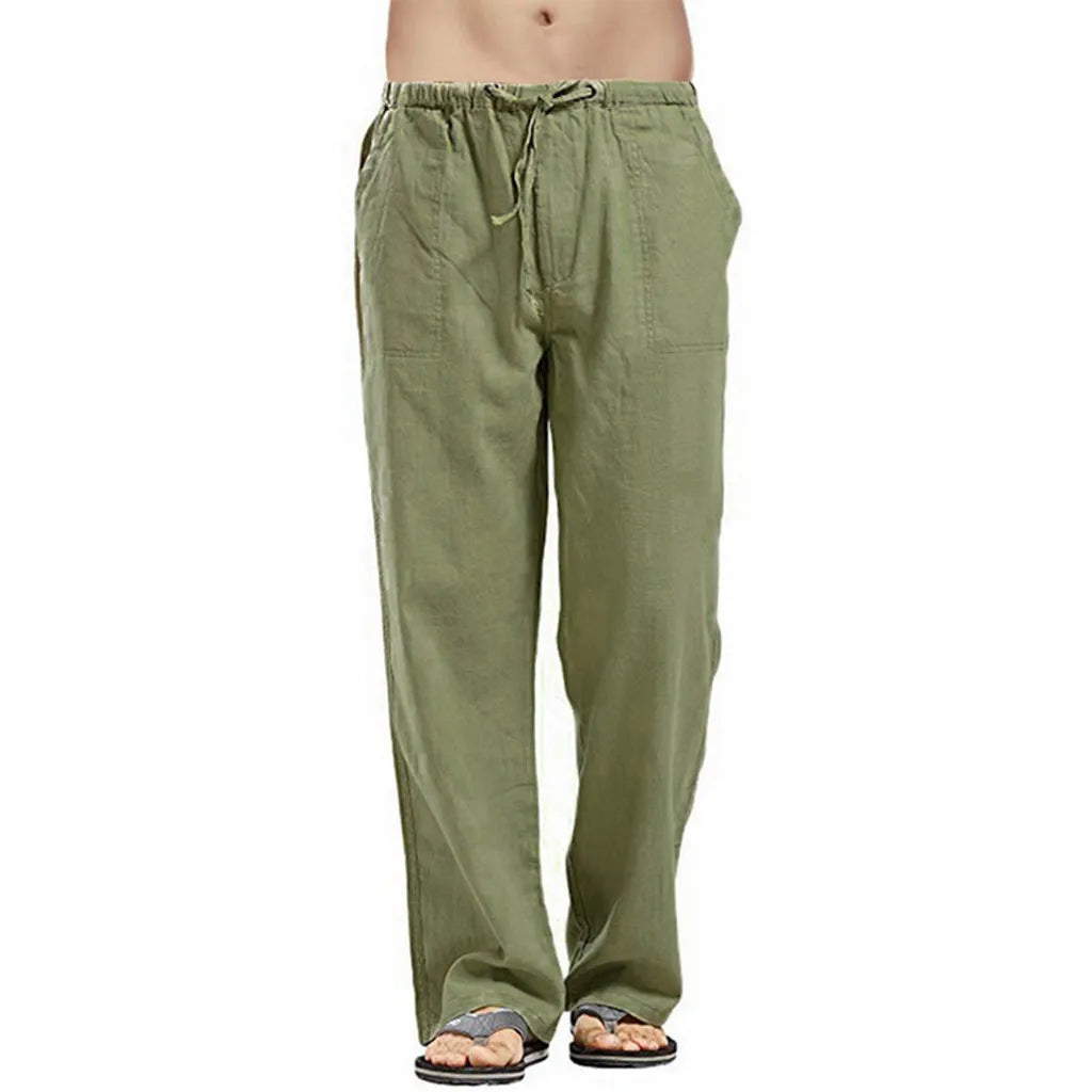 Fashion Mens Linen Wide Pants Korean Trousers Oversize Sports Streetwear Male Spring Yoga Pants Casual Men Clothing Sweatpants