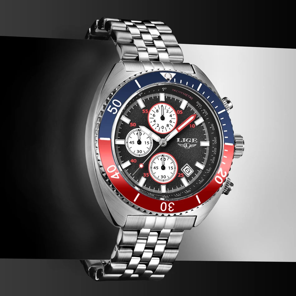 LIGE New Business Luxury Watches Men Top Quality Fashion Quartz Wristwatches Male 30M Waterproof Casual Mens Watch Gifts Reloj