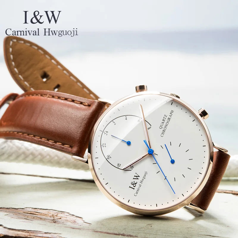 Carnival Brand Luxury Watches for Man Fashion Waterproof Rose Gold Silver Military Clock Men Quartz Wristwatches Reloj Hombre