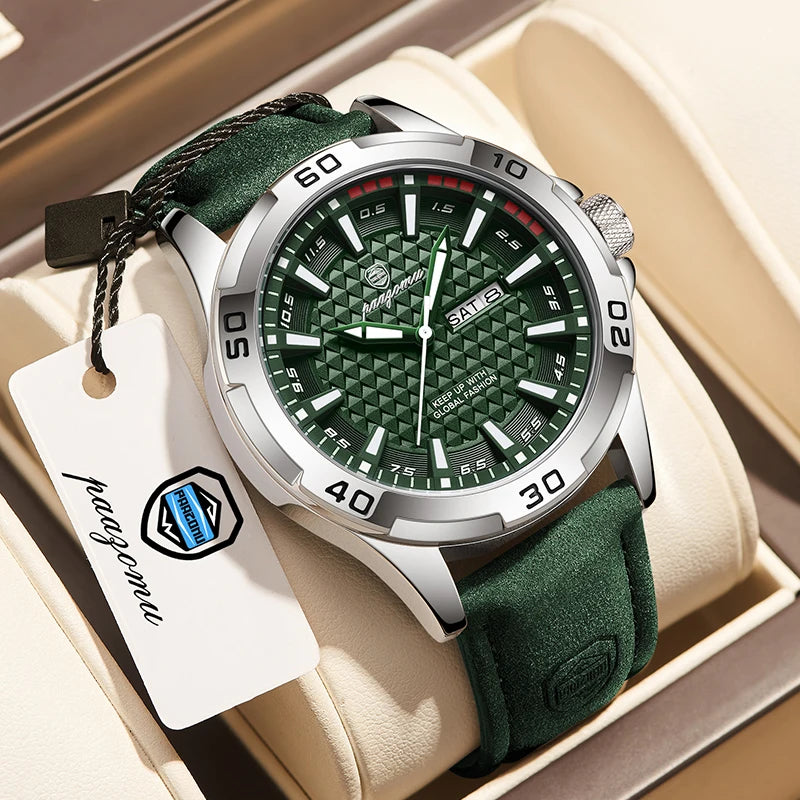 PAAZOMU Man Luxury Brand Watch Waterproof Luminous Date Week Men's Quartz Wristwatch Stainless Steel Fashion Sports Men Watches