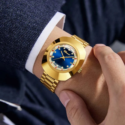 CHENXI Couple's Matching Quartz Watches Gold-Tone High-Fashion Diamond-Studded Waterproof Steel Bracelet Timepieces