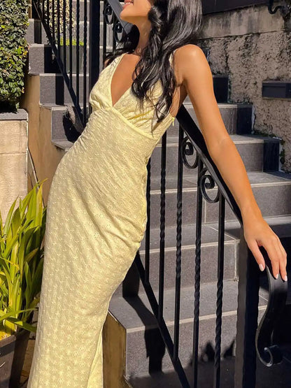 Ashgaily White Dress Women Halter Cotton Long Dress Lace Elegant Party Outfits Ladies Sexy Club Clothes