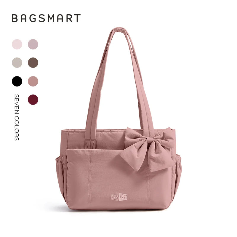 BAGSMART Versatile Travel Tote Bag Women Commuting Bag Multiple Pockets Messenger Handbag College School Shoulder Bag