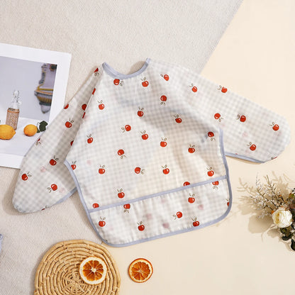 Elinfant 1PC Long Sleeve Bibs, Waterproof Feeding Bibs,Washable Burp Cloth,Coveralls Bibs,Easy To Clean,Wash-Free Eating Bibs