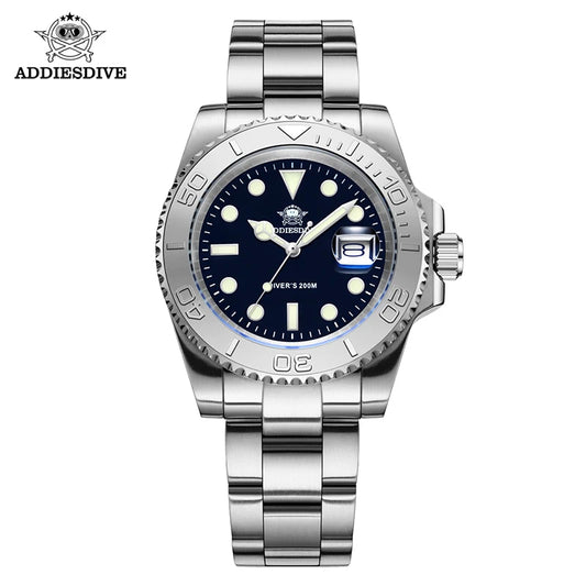 ADDIESDIVE New Luxury Men's Watch Stainless Steel BGW9 Super Luminous Quartz Men's Watch Diver 200m Men Analog Watches MY-H3C