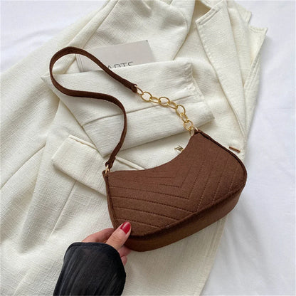 Women's Mini Felt Shoulder Bag - Ergonomic Underarm Saddlebag Purse Shoulder Pouch Simple Light Weigh Underarm Bag