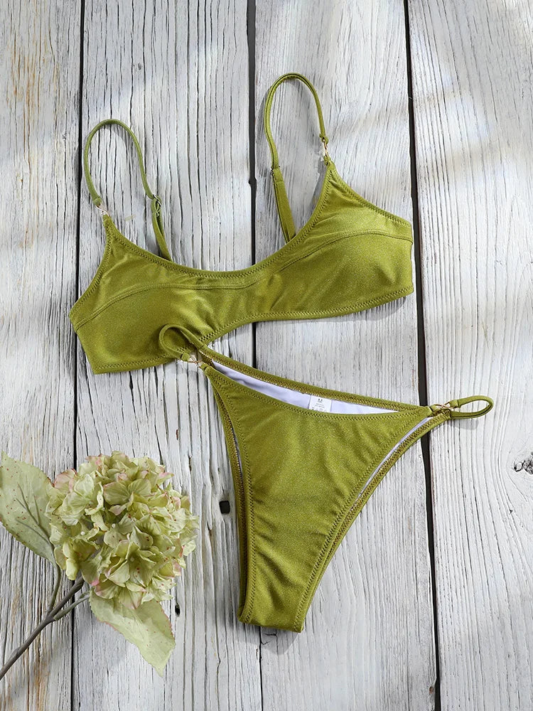 Solid Color Bikinis Set Triangle Swimwear Women 2026 Bandage Swimsuit Patchwork Bathing Suit Beach Biquini Mujer Swimming Wear