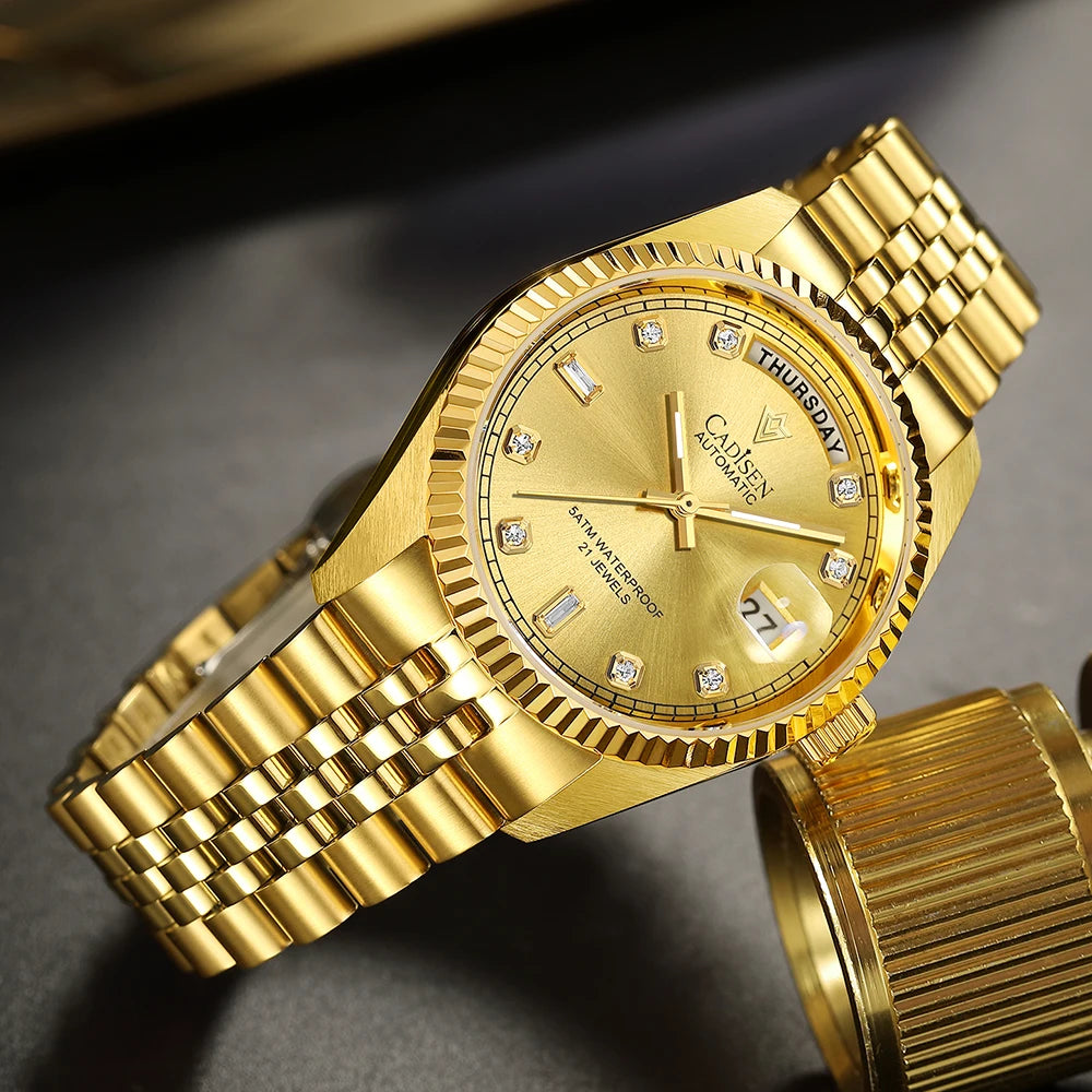 2024 New CADISEN Top Brand 38mm Men's Automatic Mechanical Watches luxury Sapphire Stainless Steel Men watch reloj hombre 5 bar