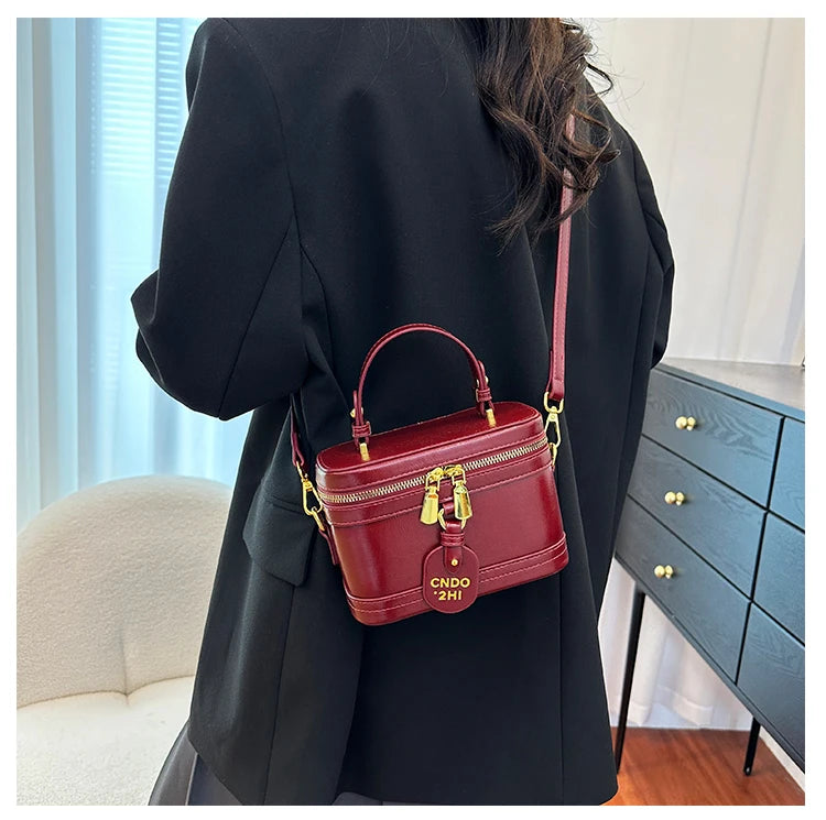 Women Fashion Tote Bucket Bags Solid Clor PU Leather Delicate Small Square Pack 2024 Trendy Female Crossbody Bag