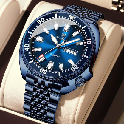POEDAGAR Luxury Brand Men Clock Date Week Fashion Quartz Male Wristwatch Luminous Waterproof Stainless Steel Men's Watches Reloj