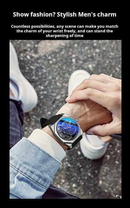 Pentagram Rotation Designer Luxury Luminous Automatic Movement Mechanical Clock High Quality Waterproof Silicone Men's Watches