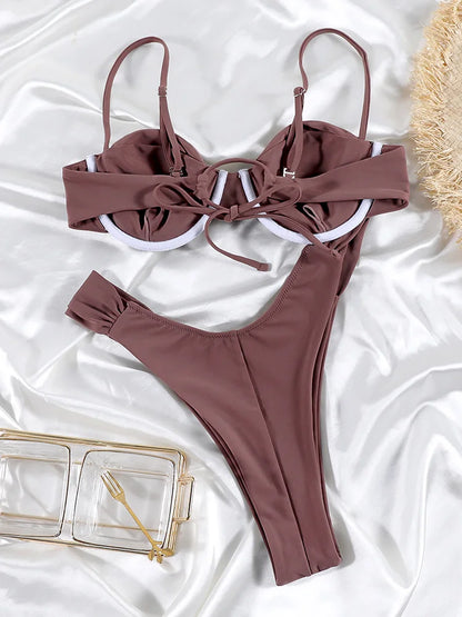 Push Up 2-Piece Bikini Swimsuit Ruffles Bikinis Set Black Swimwear 2025 Women Bathing Suit Sexy Biquini Mujer Beachwear Summer