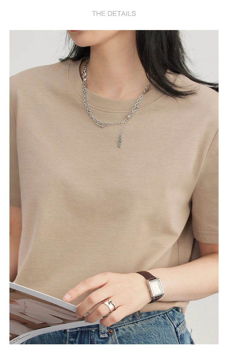 CHIC VEN Women's Tees Basic O Neck Short Sleeve Pullover T-shirt for Woman Solid Female Top Casual Ladies Tshirt Summer 2024