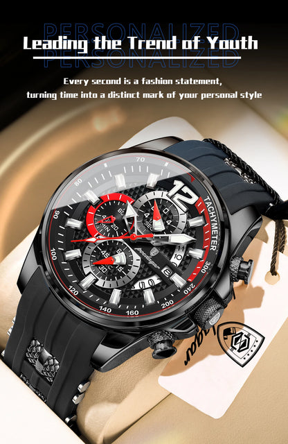 POEDAGAR Original Fashion Men Watch Date Chronograph Silicone Sports Man Clock Luminous Waterproof Military Quartz Men's Watches