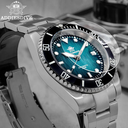ADDIESDIVE 41MM Sunburst Automatic Mechanical Watches Japan 8215 AD2536 reloj hombre Luminous Sapphire Crystal Diver Men's Watch