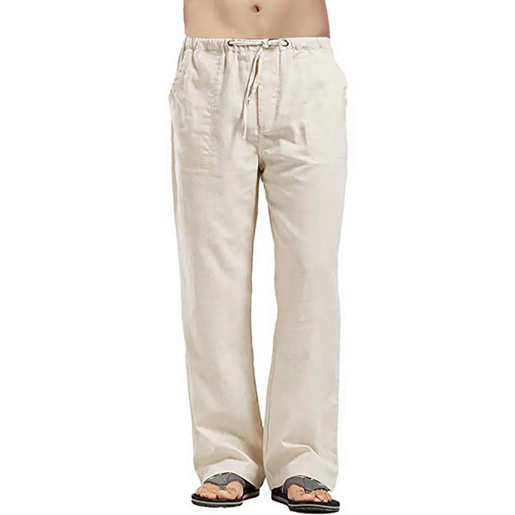 Fashion Mens Linen Wide Pants Korean Trousers Oversize Sports Streetwear Male Spring Yoga Pants Casual Men Clothing Sweatpants