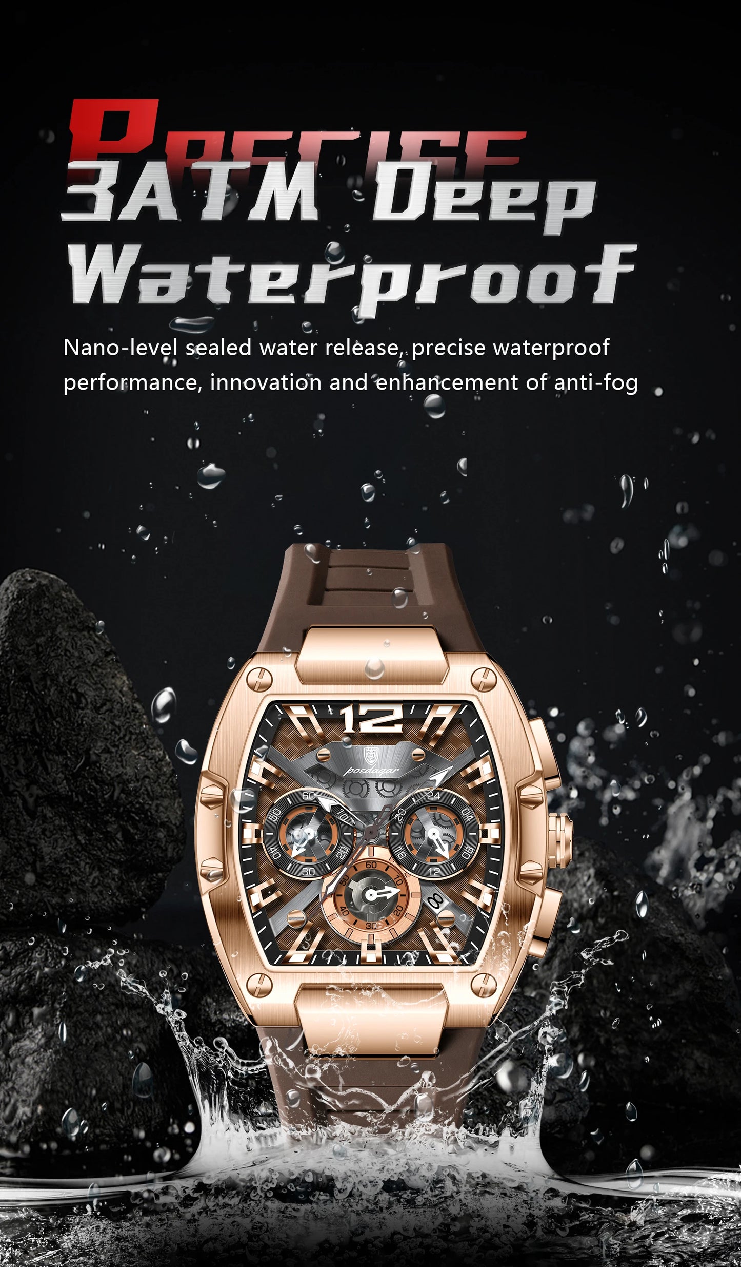 POEDAGAR Fashion Military Men's Watches Luminous Waterproof Date Sports Male Clock Chronograph Silicone Quartz Luxury Wristwatch