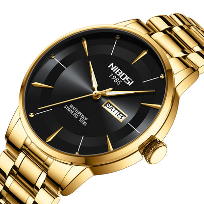 NIBOSI New Mens Watches Week Date Business Analog Quartz Dress Watches for Men Stainless Steel Waterproof Luminous Men Watches