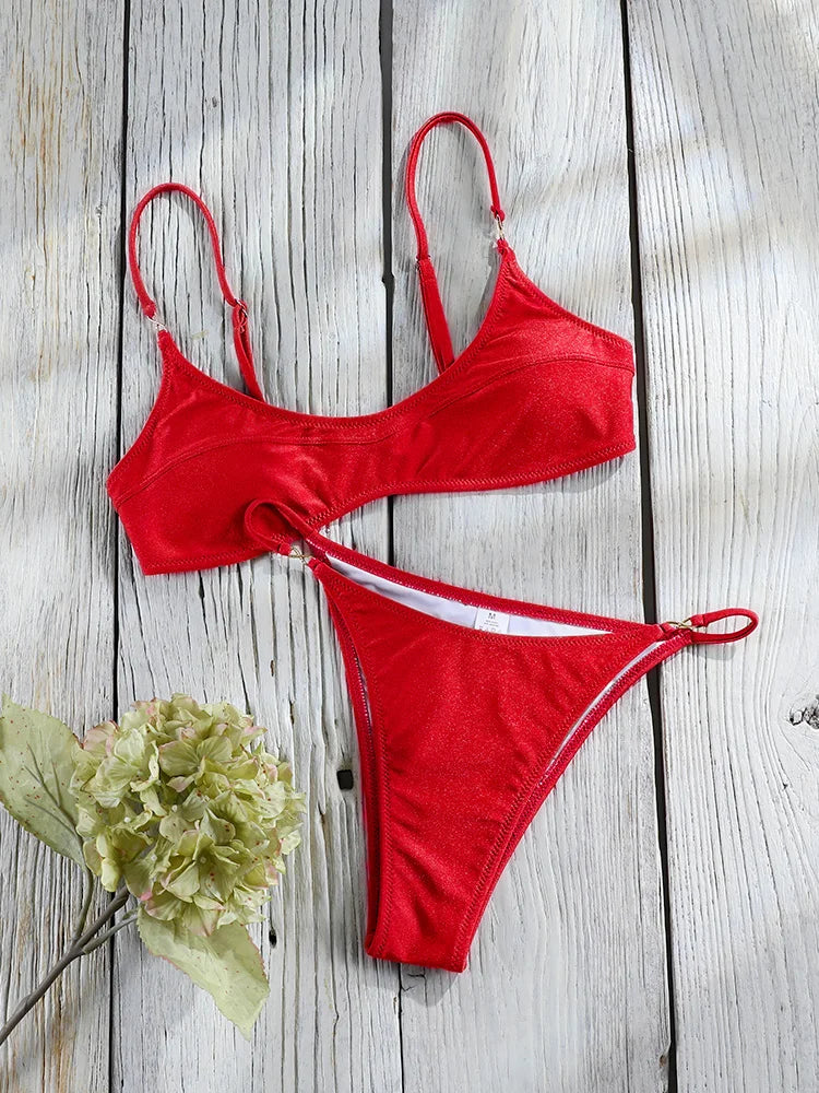 Solid Color Bikinis Set Triangle Swimwear Women 2026 Bandage Swimsuit Patchwork Bathing Suit Beach Biquini Mujer Swimming Wear