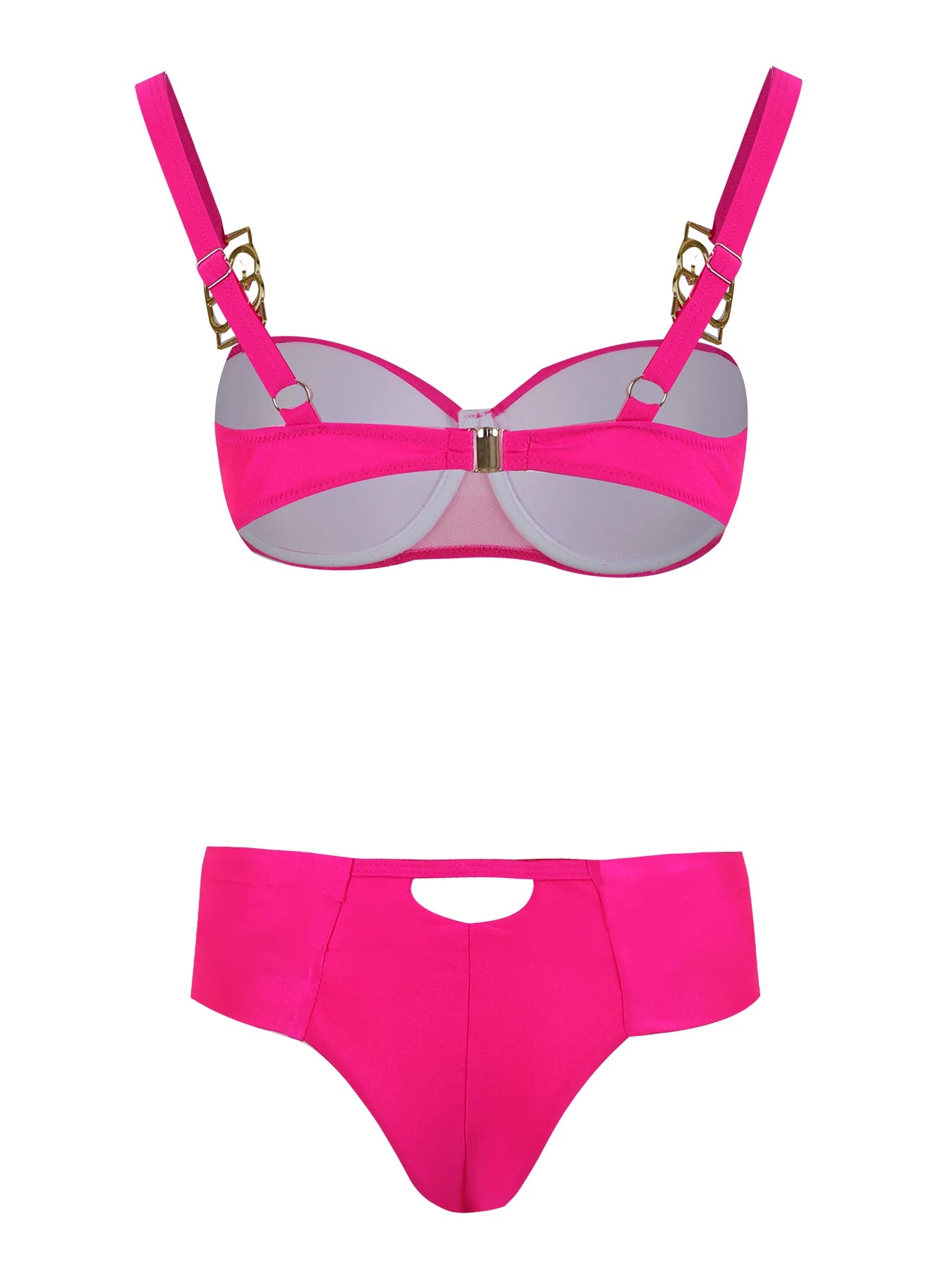 Brazilian Bikini Swimsuit for Women, Ring Linked Halter, Swimwear, Beachwear, 2025