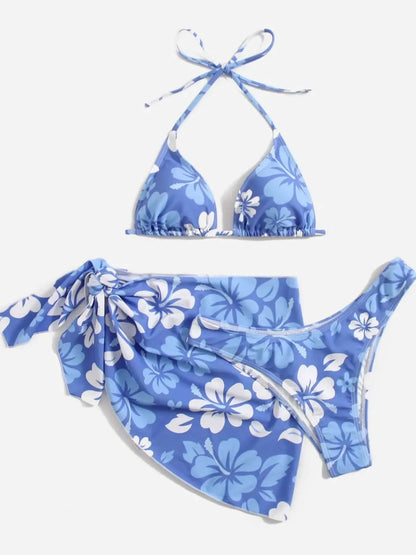 European and American Sexy Swimsuit Skirt Bikini Three-Piece Set