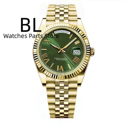 BLIGER 36mm39mm Silver Gold Luxury Enamel Dial Men's Watches Miyota8285 Week Date Function Waterproof Sapphire Glass Reloj Hombr