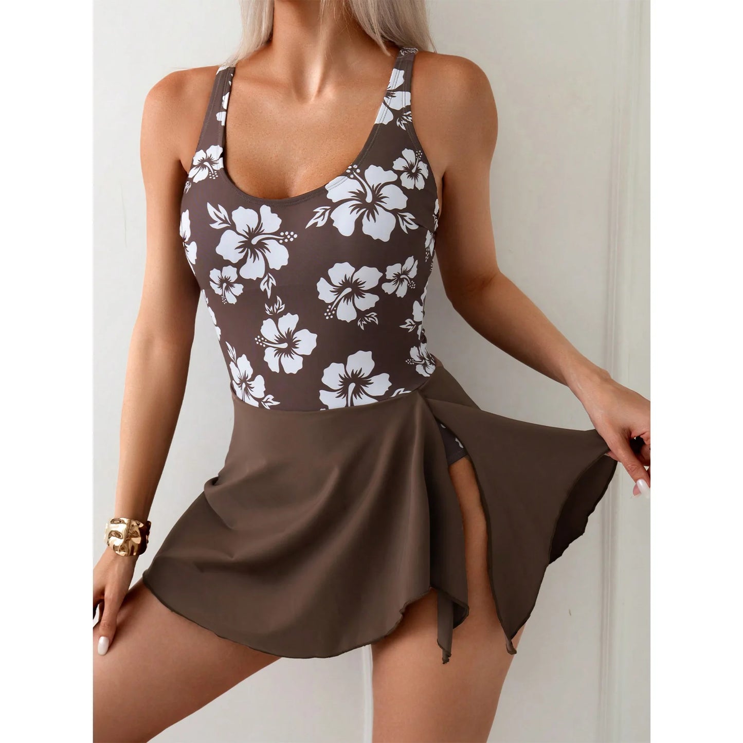 2026 New Printed One-Piece Dress-Style Women Swimsuit - Flattering Slimming Tummy Control Swimwear for Beach