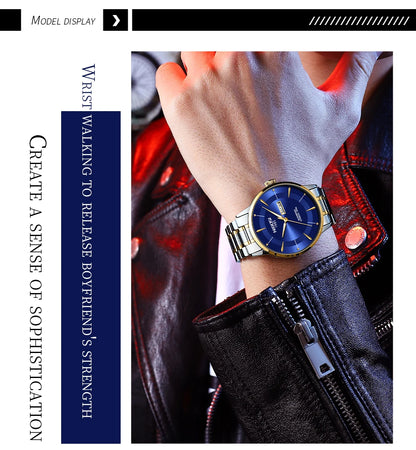 NIBOSI New Mens Watches Week Date Business Analog Quartz Dress Watches for Men Stainless Steel Waterproof Luminous Men Watches