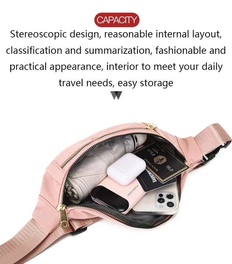 New Women Waist Bags for Women Oxford Leisure Color Chest Bag Shoulder Crossbody Waist Bags Handbags Female Messenger Belt Bags
