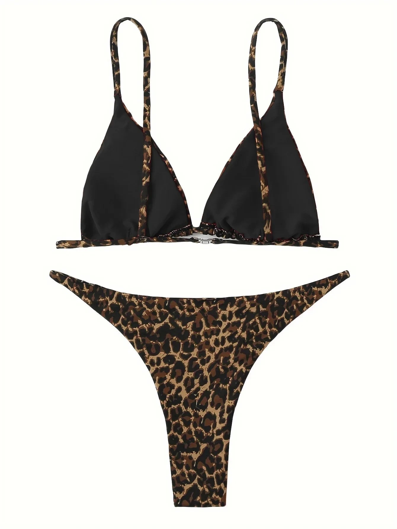 Sexy Leopard Bikini Suit Women Strap Push Up Swimsuit Three Points Bikini Set Low Waist Swimwear Women Summer Backless Beachwear
