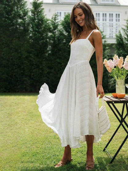 Ashgaily White Dress Women Halter Cotton Long Dress Lace Elegant Party Outfits Ladies Sexy Club Clothes
