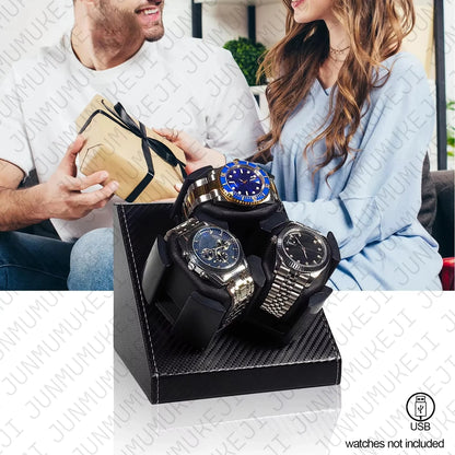 Watch Winder for Automatic Watches Box 3 Watches PU Leather Rotating Storage Display Automatic Winding Universal USB Power 5V1A