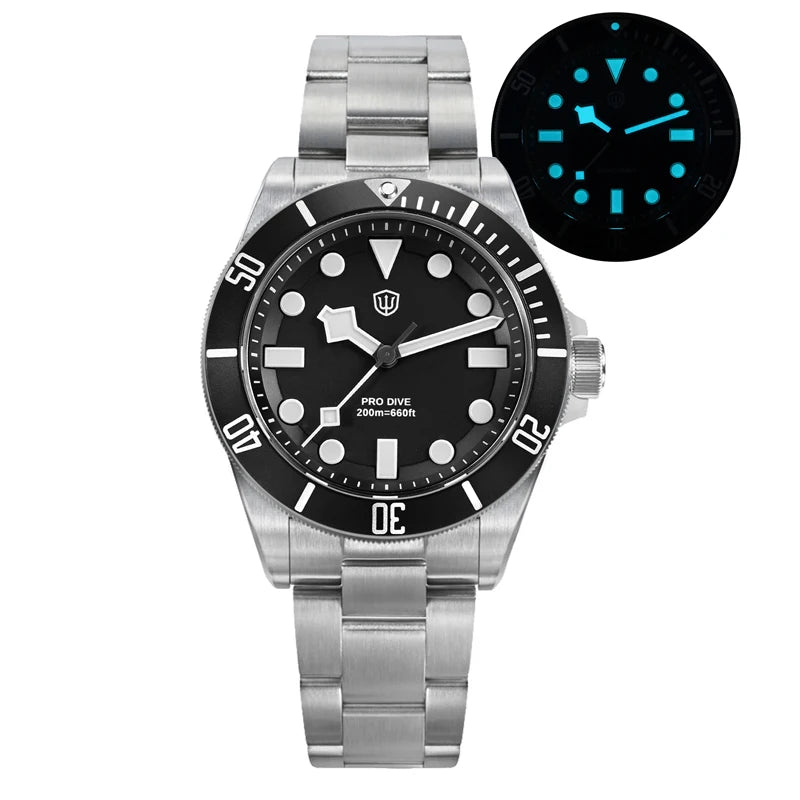 Watchdives WD1969 Pro Watch VH31 Sweep Seconds Quartz Movement Waterproof BGW9 Luminous Sapphire Glass 38mm Vintage Men Watches