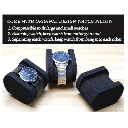 Single Watch Travel Case Fit Large And Small Watches,With Soft Watch Pillow, Hardshell And Compact Watch Box,Safe watch Storage