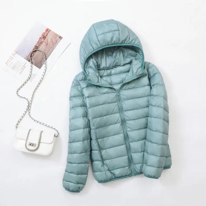 Plus Size Thin Light Down Jacket Women 2023 Autumn Winter Slim Short Hooded Warm White Duck Down Coat Women Outerwear Streetwear