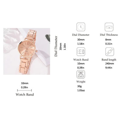 2pcs Set Watch Luxury Women Simple Dial Hollow Strap Fashion Gold Bracelet Quartz Wristwatch Student Ladies Watches Reloj Mujer